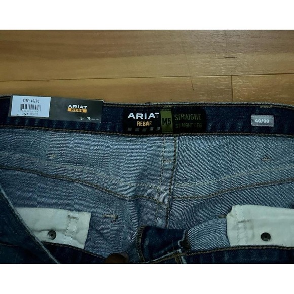 Mens NWT Ariat ReBar M5 2X Dura Stretch Straight Fit Leg Jeans - Picture 4 of 6